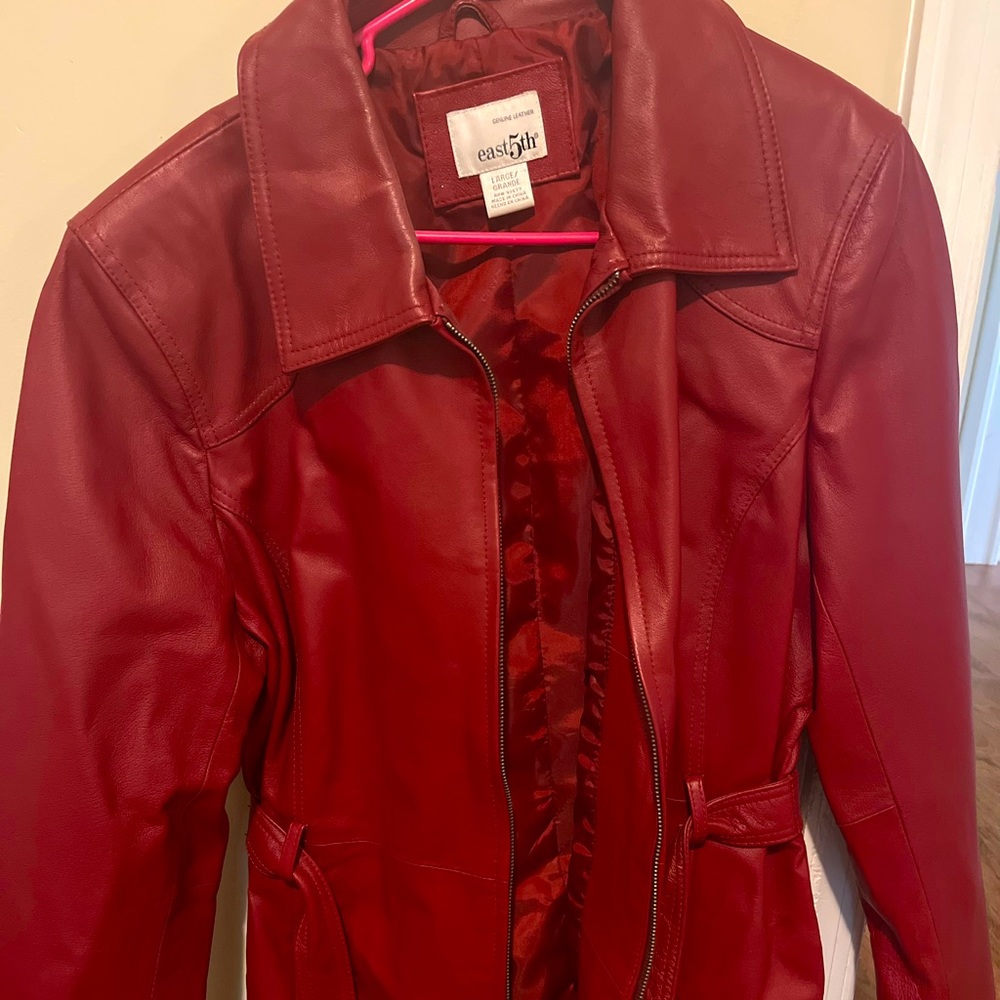 Red genuine leather jacket 🌹💋